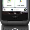 Foldable two‑screen phone open to home screen showing four app tiles: Phone, Messages, Google, Play Store; status bar shows 16:10 and date Mon, 5 May.